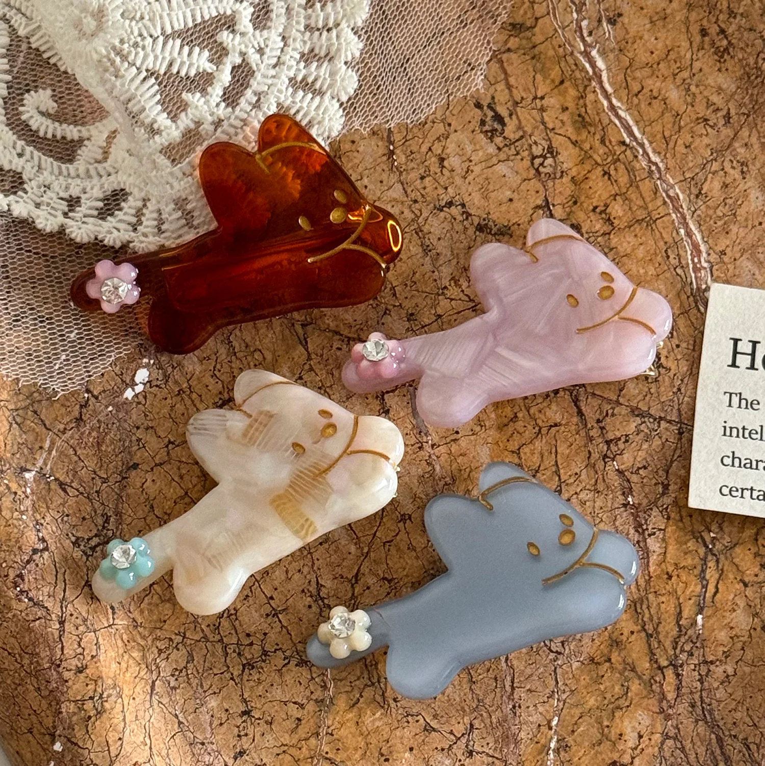 

Cute Puppy Hair Clip Acetate Hair Side Duckbill Clip Sweet Fashion Diamond Broken Hair Clip Cartoon Versatile Style Accessories