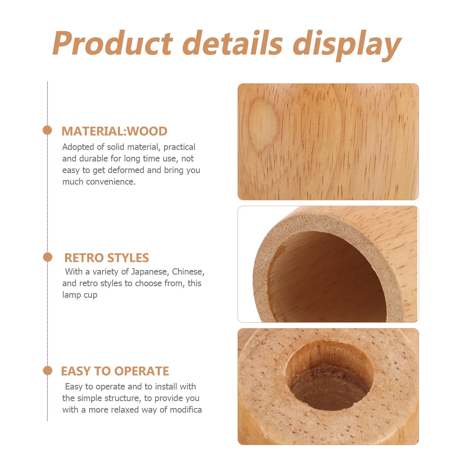 

Solid Wood Lamp Cup E27 Lamp Holder DIY Light Fixture for Table Floor Retro Modern Ceiling Light Retro Socket Cup