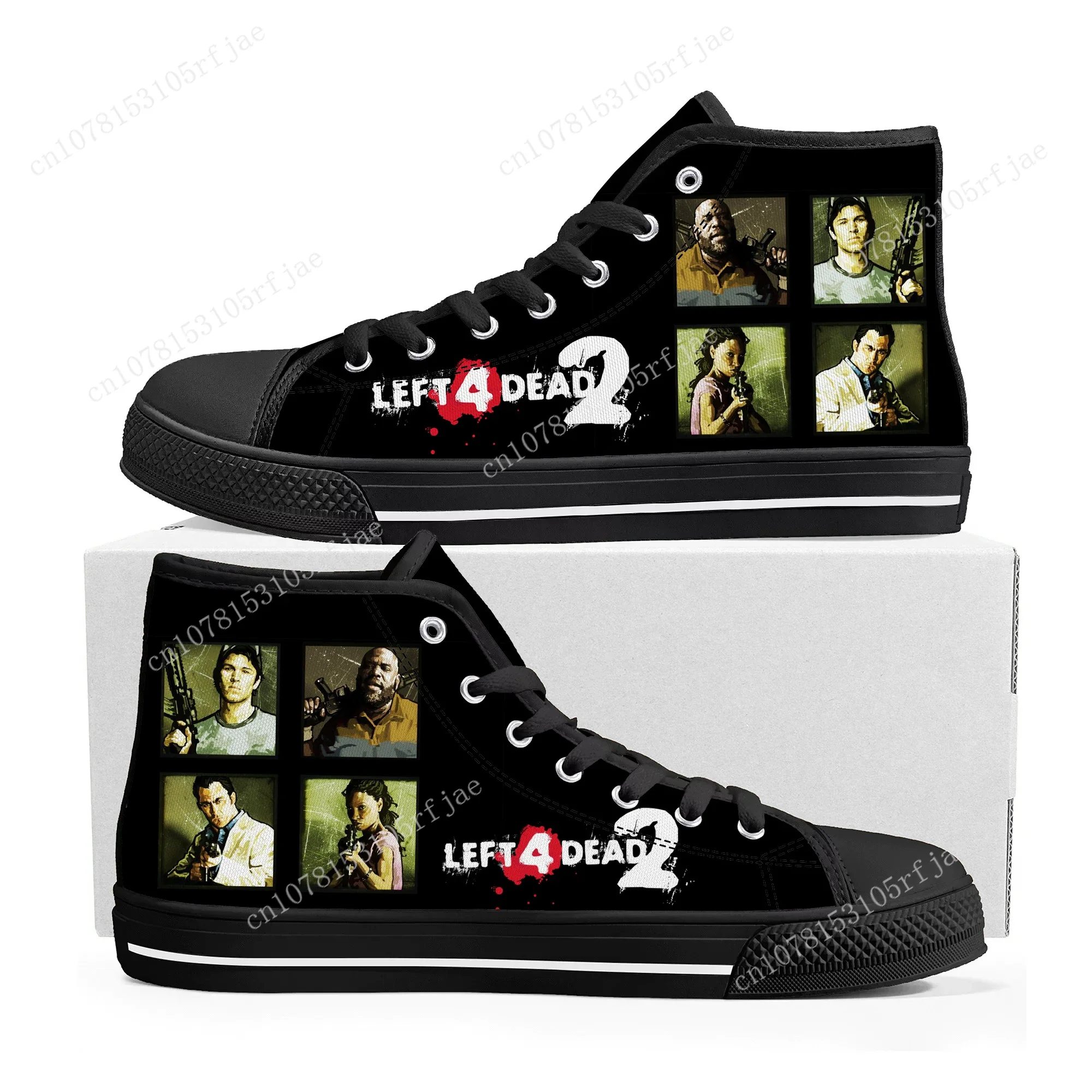 Left 4 Dead 2 High Top Sneakers Cartoon Game Mens Womens Teenager Fashion High Quality Canvas Sneaker Custom Built Couple Shoes