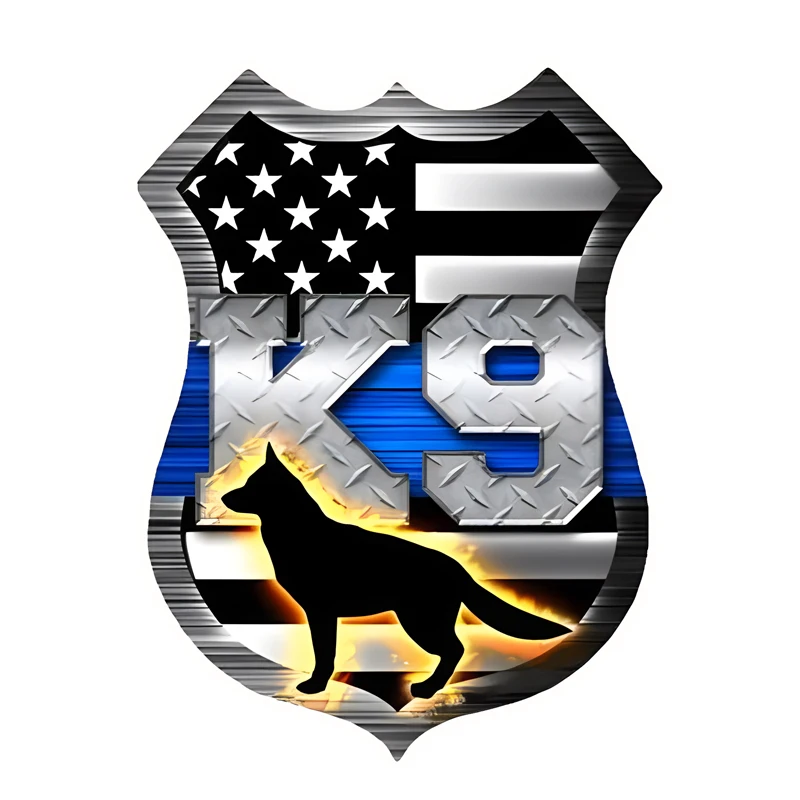 

GS28#5x3.7 inches German Shepherd Thin Blue Line K9 Shield Sticker Car Decals, Weather-Resistant Vinyl Stickers for Windows,