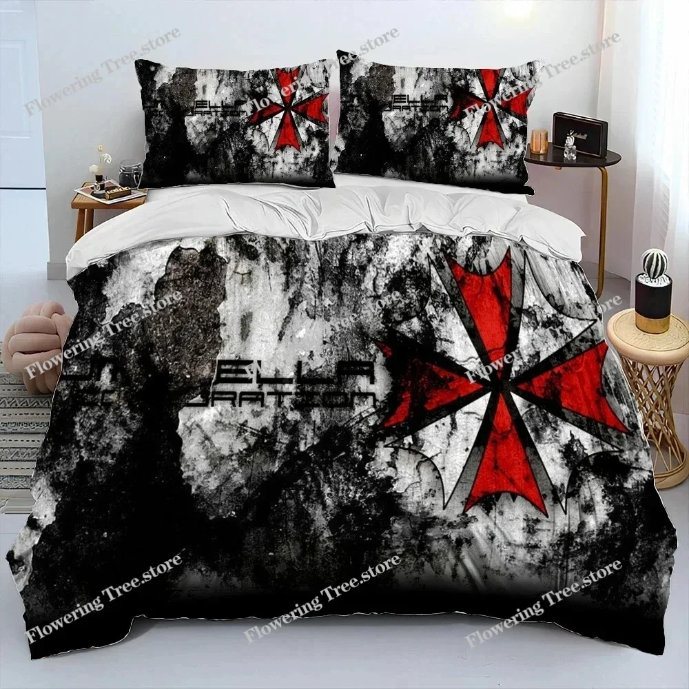 3D R-Resident Evil Games Gamer Comforter Bedding Set,Duvet Cover Bed Set Quilt Cover Pillowcase,king Queen Size Bedding Set Boys view 4