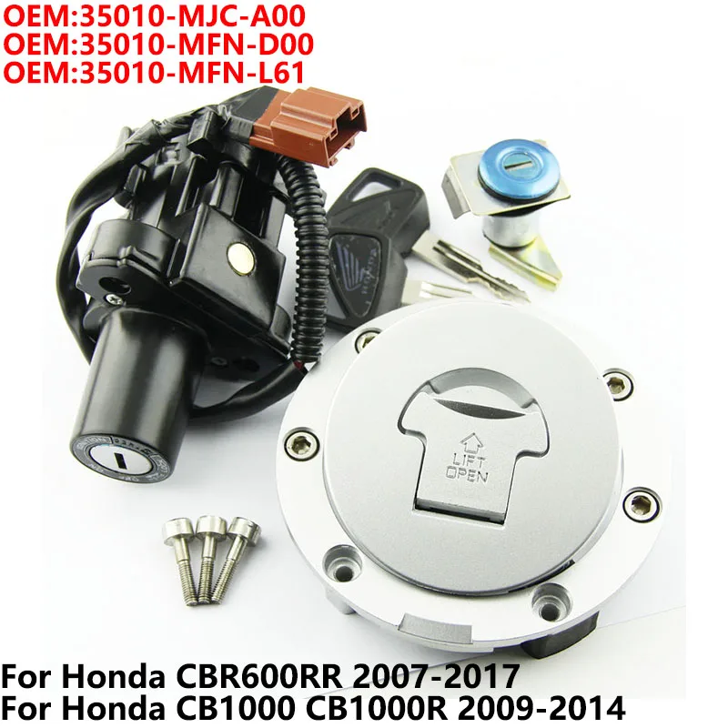 

Motorcycle Fuel Gas Ignition Switch Lock Kit For Honda CBR600RR CB1000 CB1000R 35010-MJC-A00 35010-MFN-D00 35010-MFN-L61