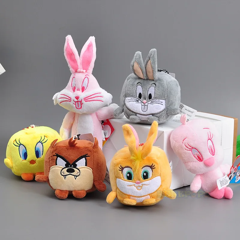 Looney Tunes Bugs Bunny 7cm Plush Keychains Pendant Tweety Bird Lola Bunny KeyRing Anime Movie Doll Key Chain Toys Gift