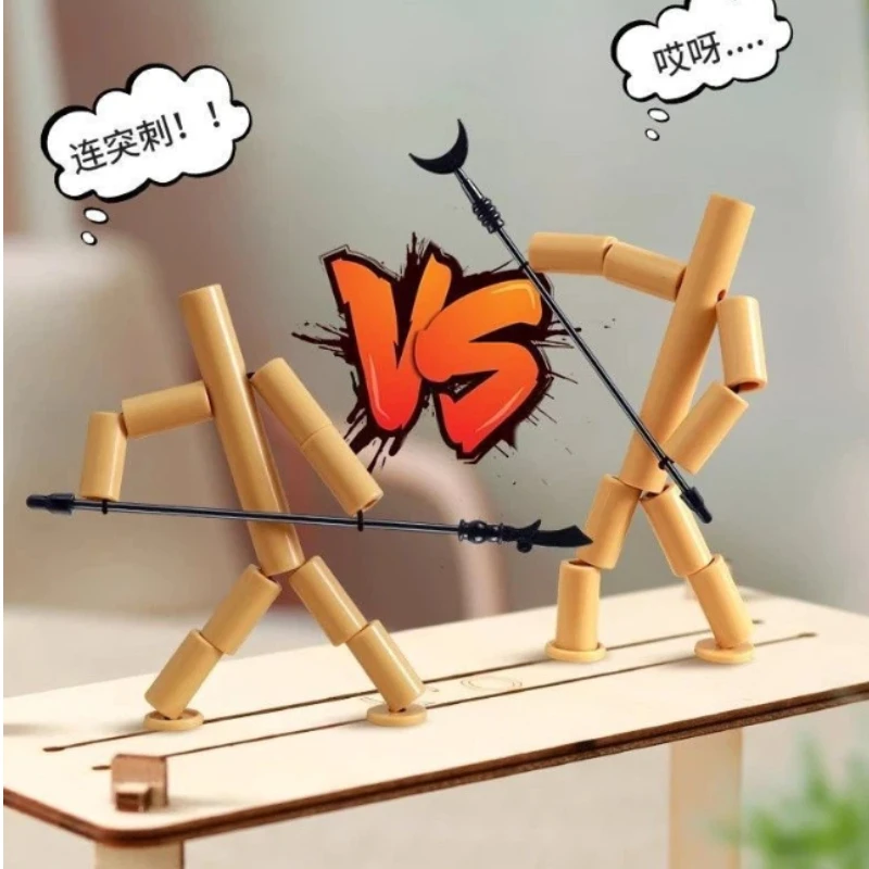 Chinese traditional battle fighting bamboo puppet DIY desktop parent-child interactive game toy ancient weapon competition