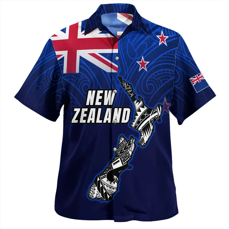 Harajuku Summer 3D New Zealand Maori Silver Fern Papua Flag Print Shirts NZ LEST WE FORGET Graphic Short Shirts Fashion Clothing