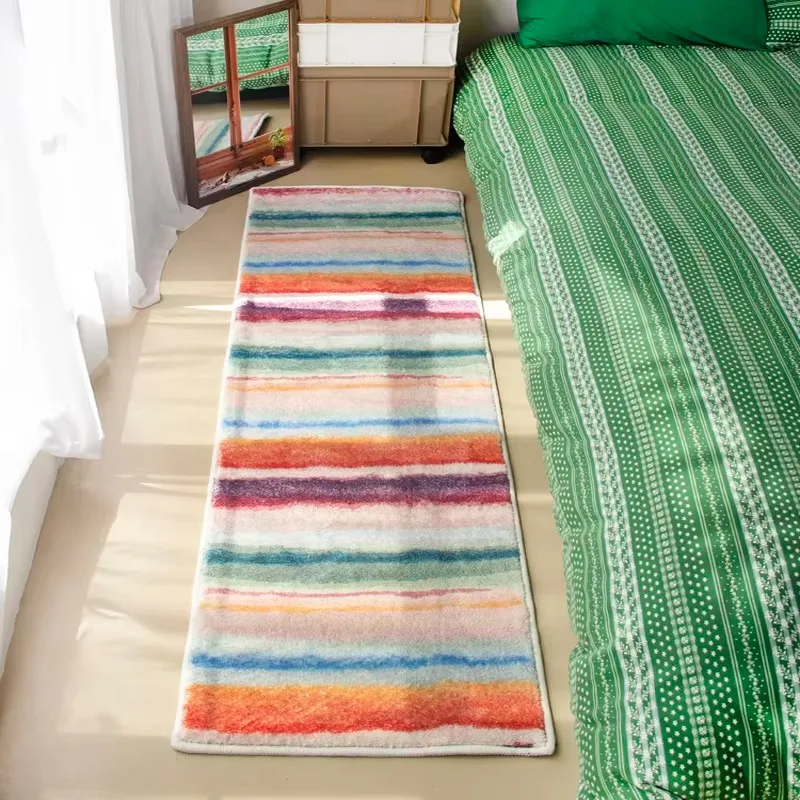 VIKAMA Ins Style Cashmere Long Strip Rug Comfort Cooling Bedroom Bed Blanket Bay Window Blanket Cloakroom Carpet Home Decor