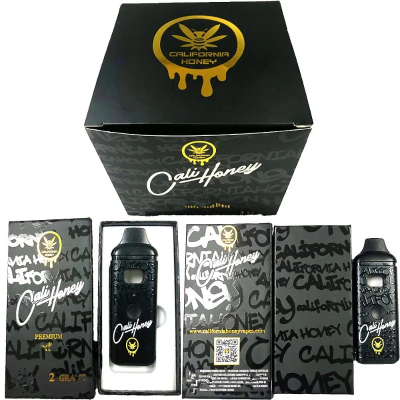 5 Stück California Honey Cali Honey wiederaufladbare Vape-Stift-Sets, 1 ml, 2 ml, Keramikspule, leer, Ecig 380 mAh, Verdampferstift für dickes Öl