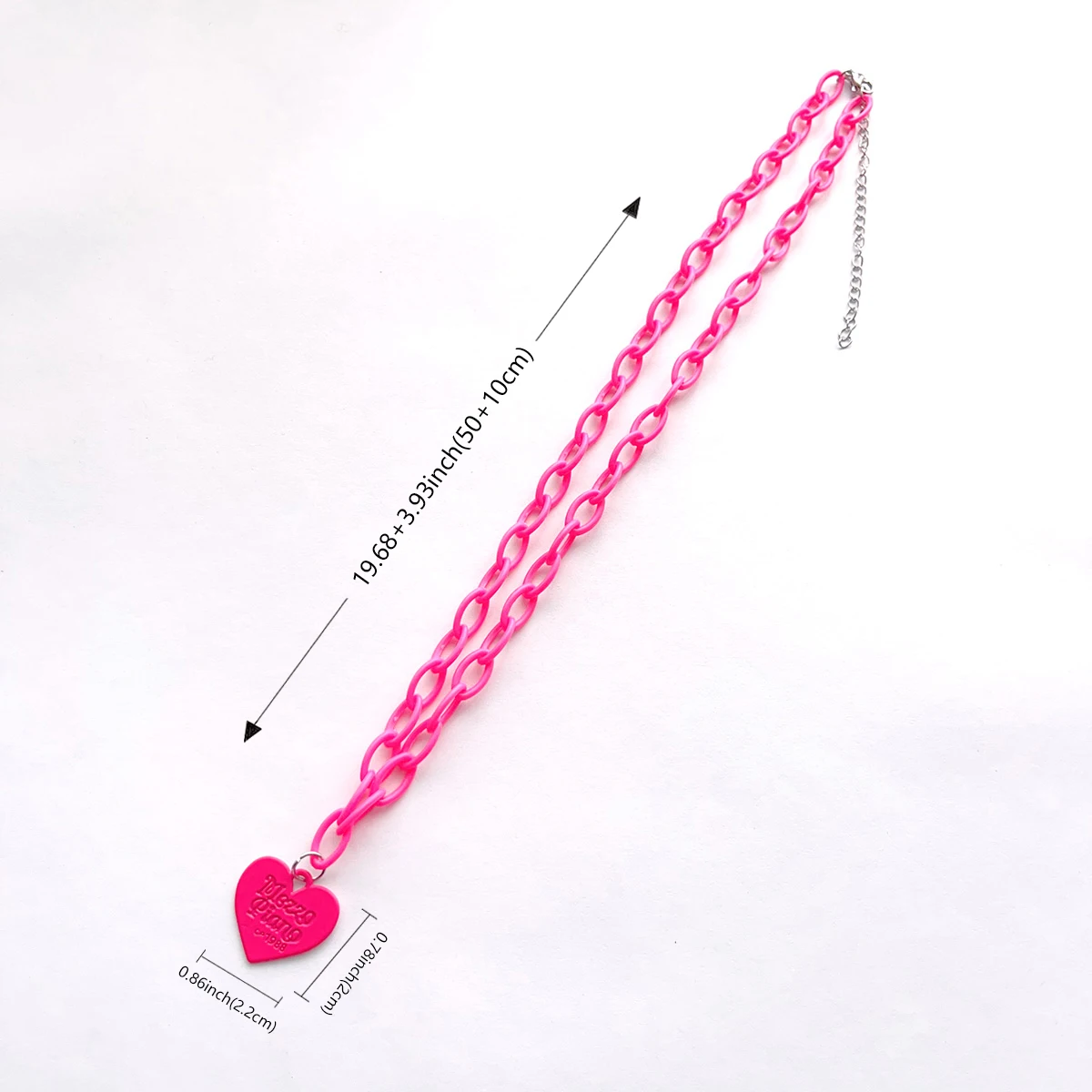 Y2K fluorescent love necklace female Instagram fashion niche design sense hip hop personality hoodie chain network red sweater