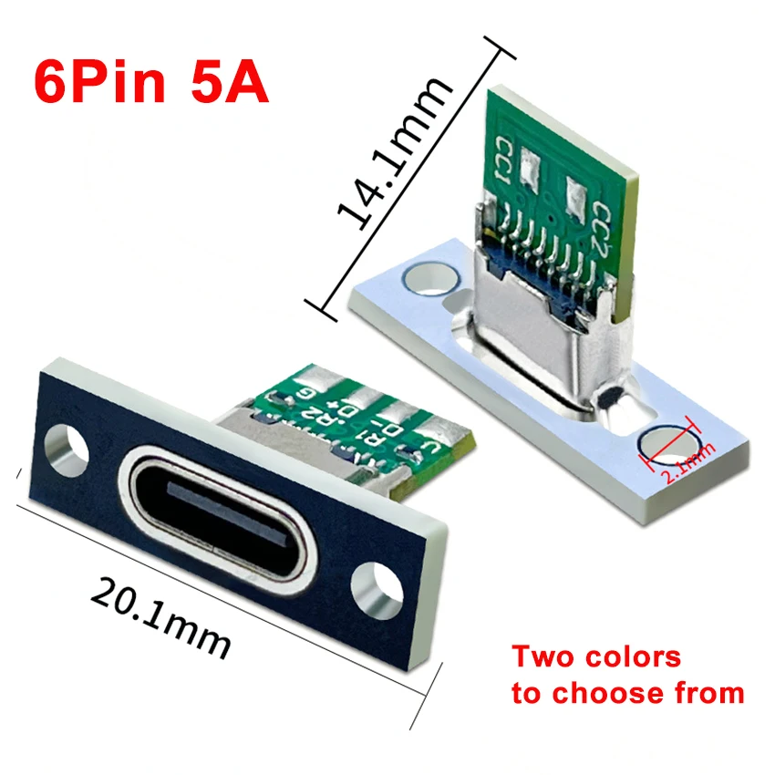 1-10pcs USB 3.1 Type C Socket With Screw fixing plate Type-C USB Jack 3.1 Type-C 2Pin 4Pin 5Pin 6Pin Female Connector Jack image 2