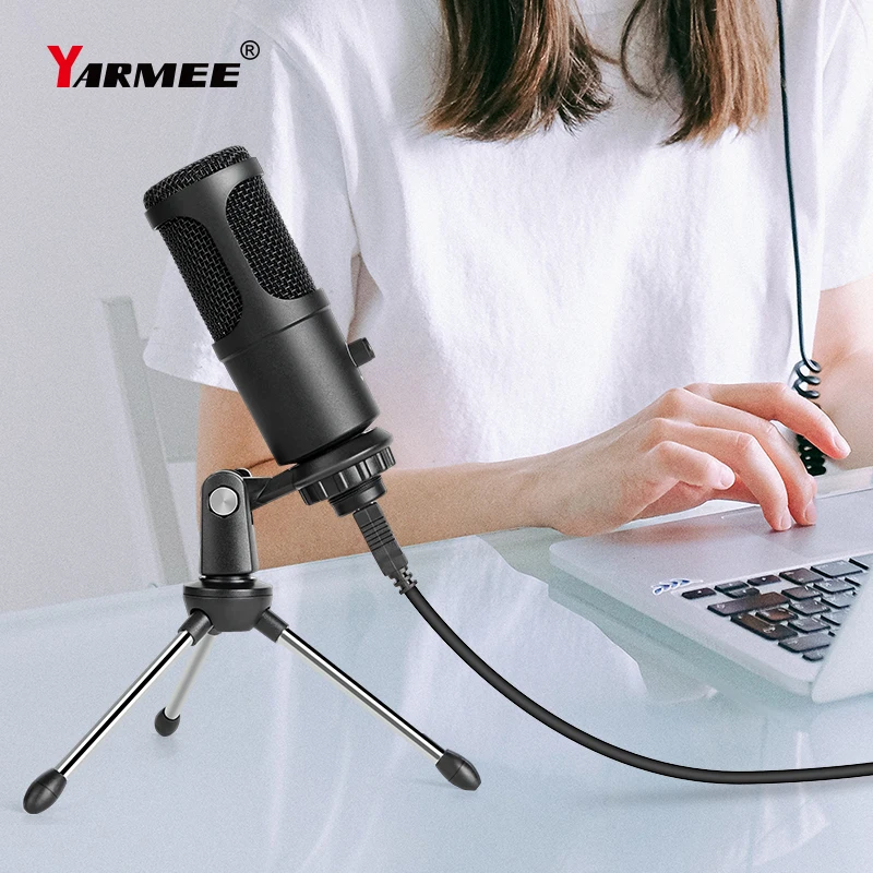 YARMEE USB Desktop Condenser Microphone 3.5mm Mic Suitable for Conference calls, Game calls,Recording