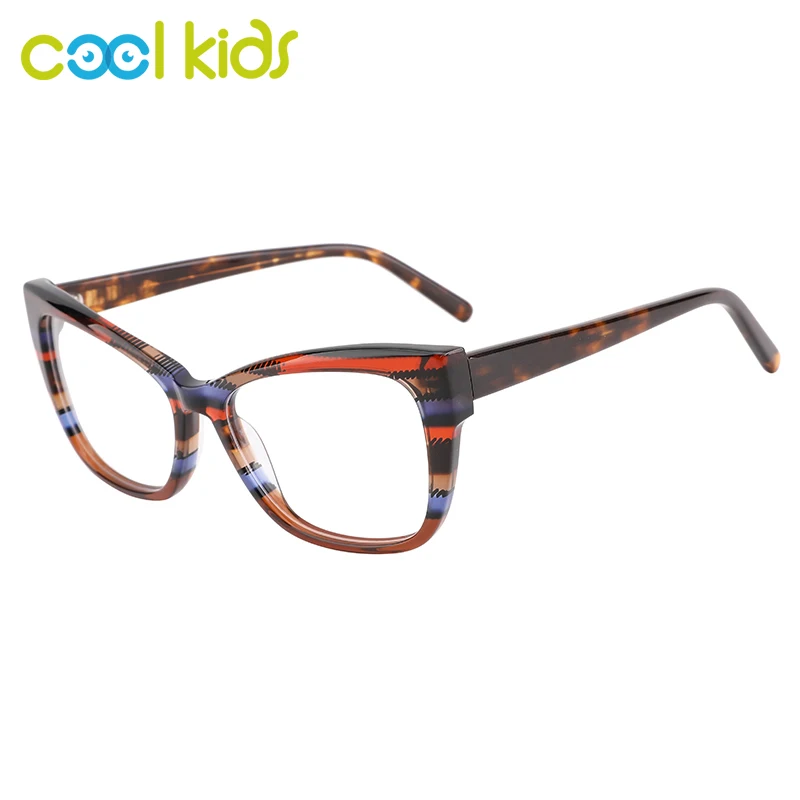 

COOLKids Female Eyeglasses Flat Cat Eye Pattern Tortoise Frames Computer Glasses Women Thin Temple Glasses Eyewear WD3139