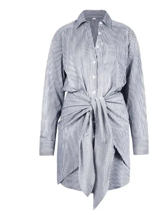 

Fashion Striped Long Sleeve Dress for Women's Clothing Autumn/winter 2025 Minimalist Style Female Daily Casual Shirt Dresses