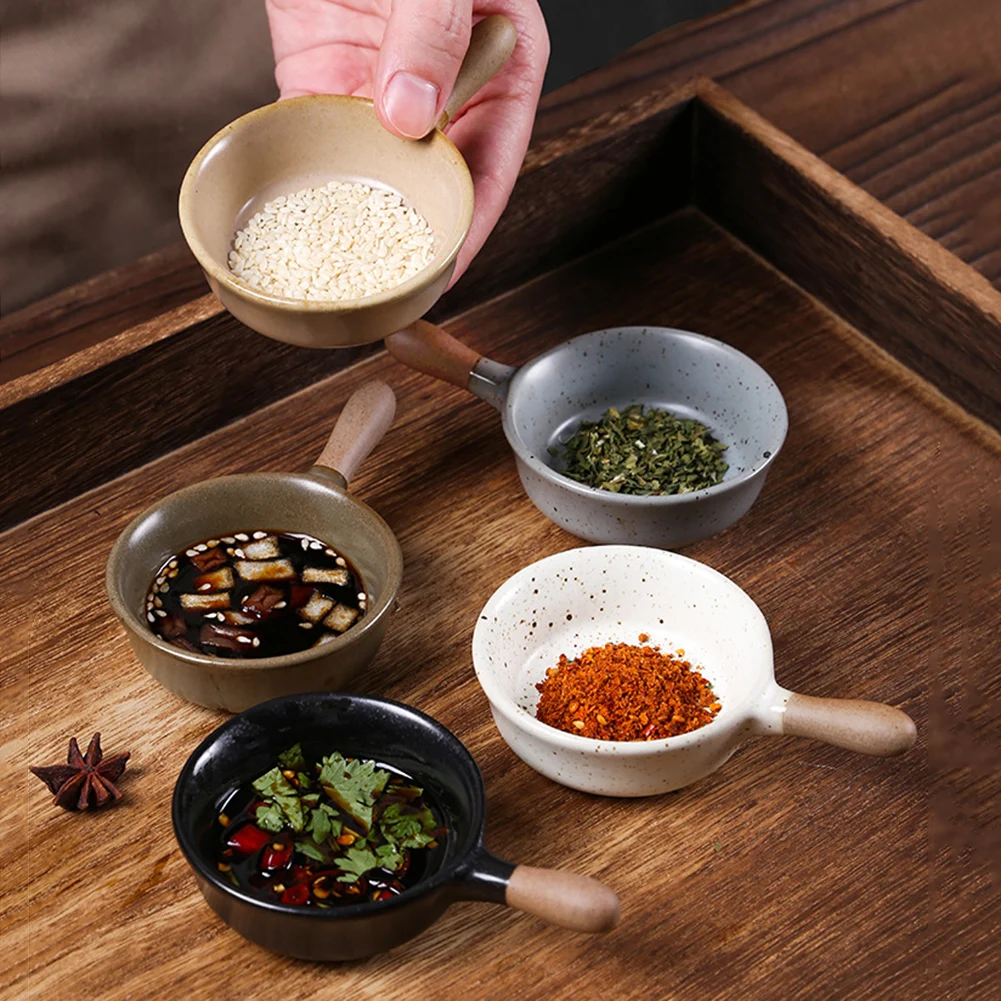 Japanese Ceramic Dipping Sauce Bowls Rustic Stoneware Sauce Dishes Condiment Soy Sauce Dipping Plates For Sushi Dining