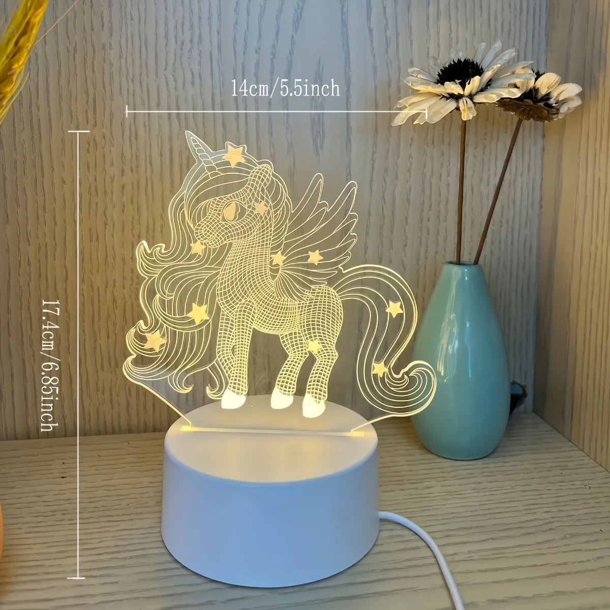 1pc Cute Pony 3D Night Light, 3D Optical Illusion Lamp With Touch & Remote Control, 16-Color Changing Ambient Light For Bedroom