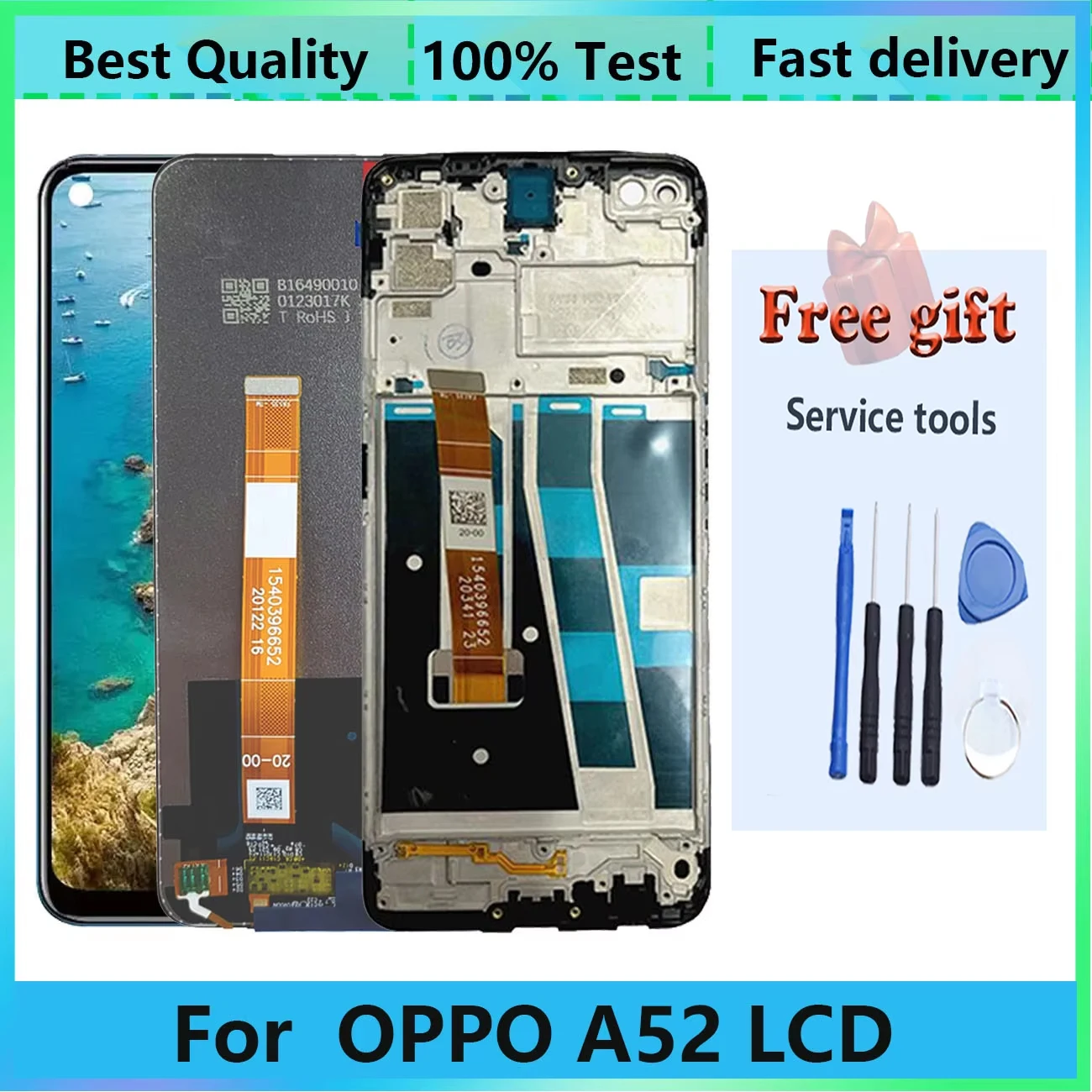 Original For Oppo A52 CPH2061 CPH2069 LCD Display Digitizer Assembly Replacement Touch Screen With Frame Repair Parts