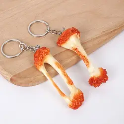Funny Chicken Wing Bone Keychain Chicken Leg Bone Pendant Simulation Chicken Bone Keyring PVC Creative Chicken Leg Model Gift