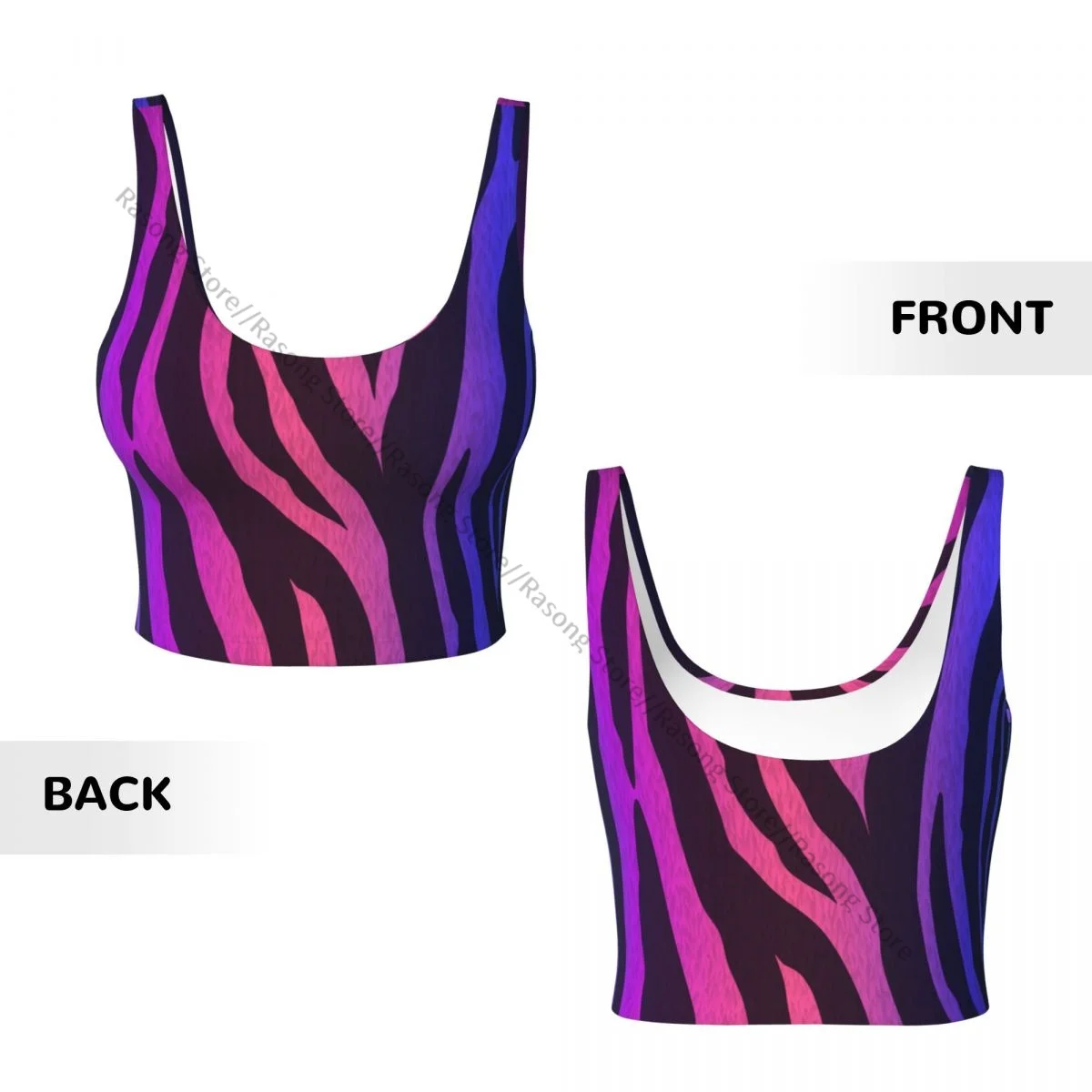 Sports Bra Women Running Yoga Clothes Vest Holographic Zebra Fur Textures Gathering Fitness Vest