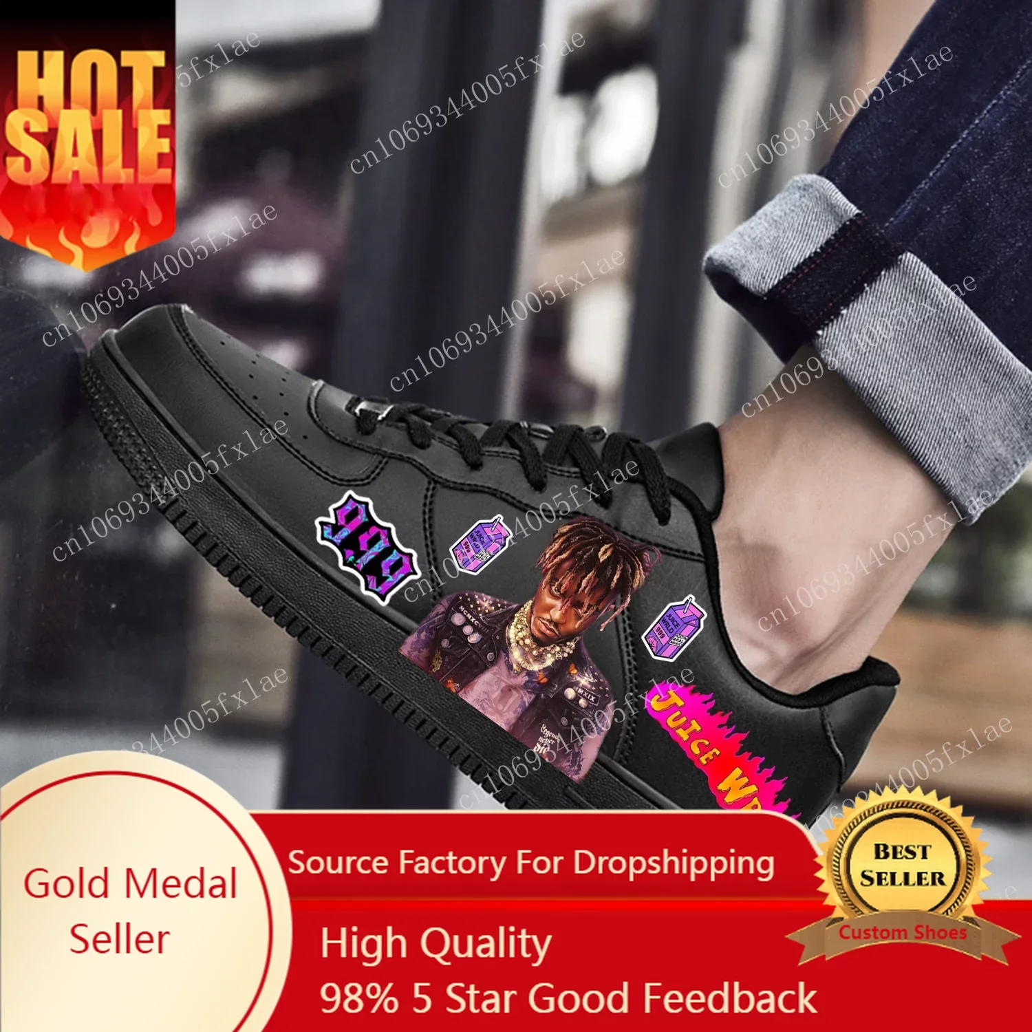 

Juice WRLD 999 AF Basketball Mens Womens Sports Running High Quality Flats Force Sneakers Lace Up Mesh Customized Made Shoe