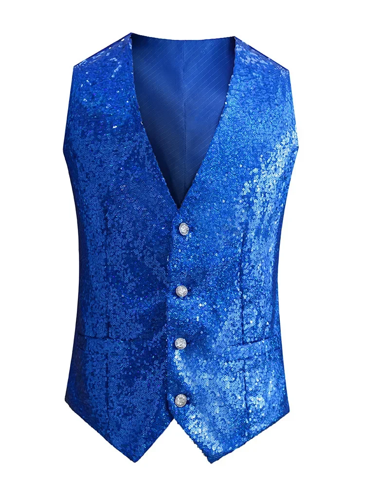 2024 Men\'s Singer Sequined Vest Stage Performance Host Casual Vest