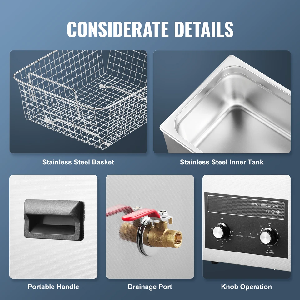 Pulitore a Ultrasuoni Industriale Sihao per Carburante Diesel con Funzione Clean-In-Place (CIP), Riscaldatore e Timer per Parti Metalliche, Motori Auto e Uso Domestico