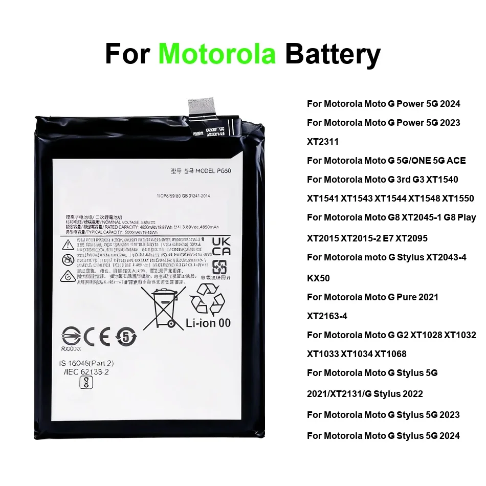 

For Motorola Moto For g Fast G2 Pure Power One Macro G8 Play XT2045-1 For Stylus XT2043-4 5G 2024 2023 2021 Battery MK50 PD50