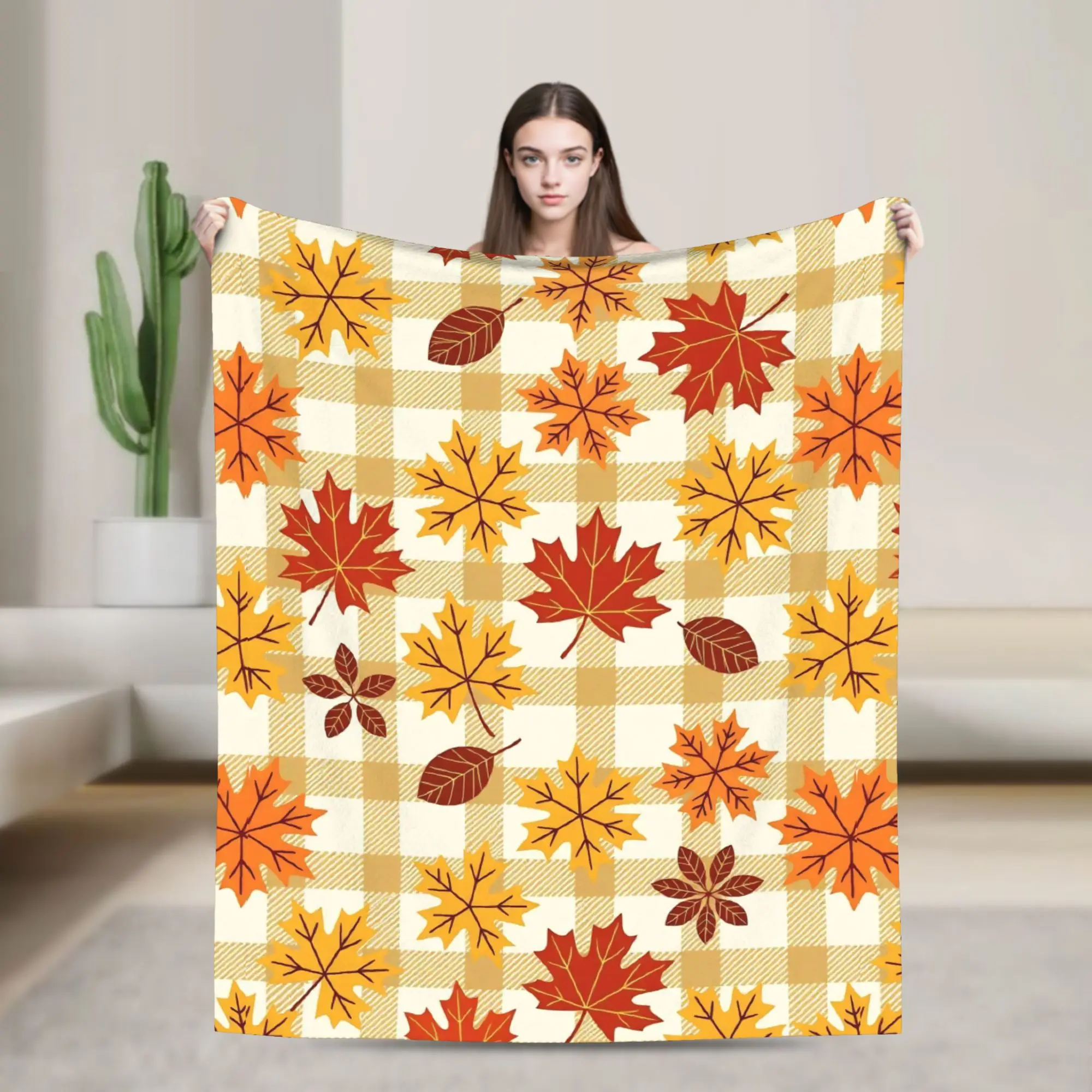 Maple Fallen Leaves Blankets  Flannel Novelty Warm Throw Blanket for Bed Sofa Textile Decor