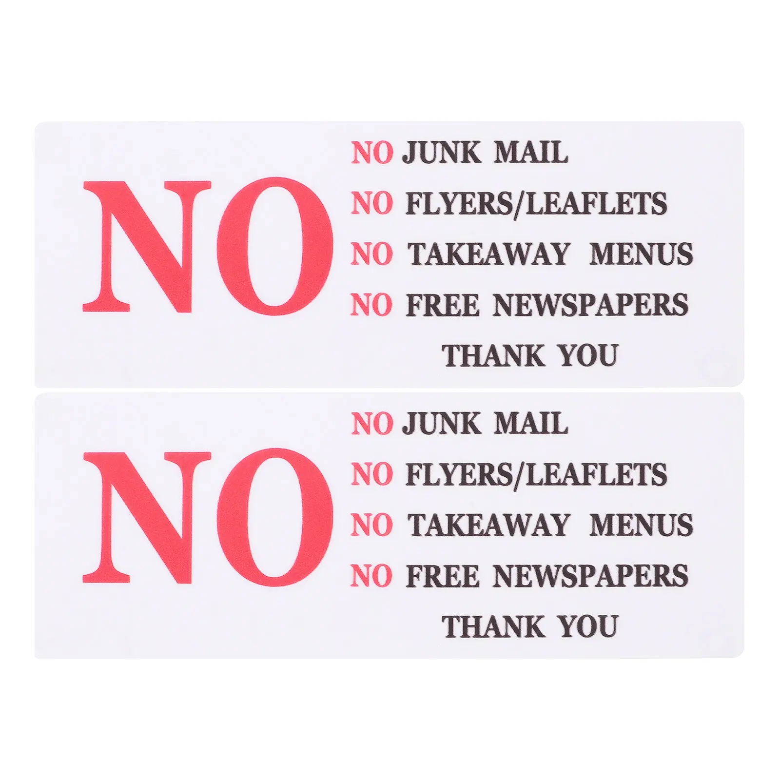 2Pcs No Junk Mail Sign Sticker for Mailbox Weatherproof Self Adhesive Decal Functional Mailbox Communication Tool Clear Message