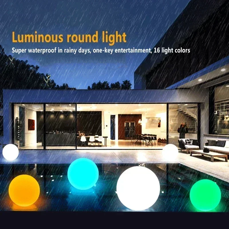 Outdoor Solar LED Garden Ball Lights Remote Control Floor Street Lawn Lamps Swimming Pool Wedding Party Holiday Home Decor Lamp