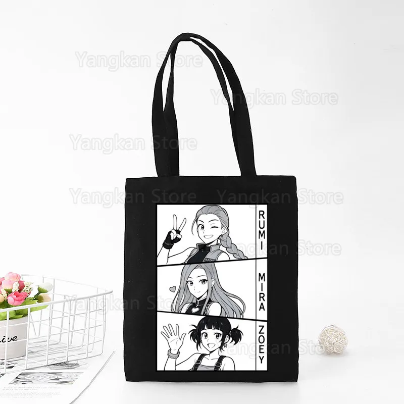 Mira Rumi Joey Huntrix Bolsa de ombro de lona dobrável Bolsa de lona ecológica para compras Bolsa casual para uso diário