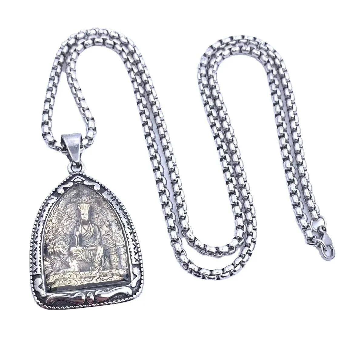 جديد ستة المسلحة ماهاكالا بوذا تعويذة التيتانيوم الصلب خمر تاشي يسه قلادة قلادة زانغ وانغ بوذا قلادة #4