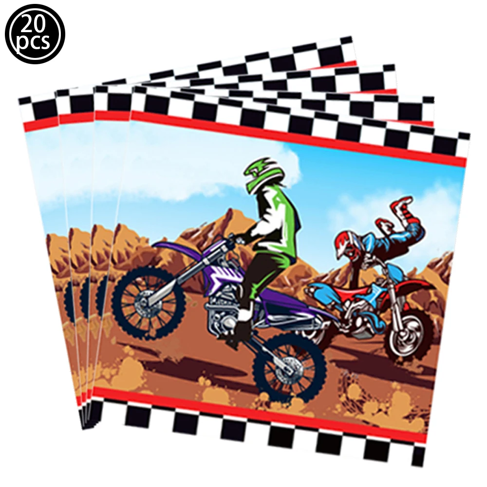 Motorcycle Dirt Biker Birthday Party Supplies Motocross Dessert Paper Plates Cups Napkins Disposable Tableware Favor For Boys