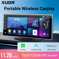 XUDA 11.26inch IPS Touch Screen Multimedia Video Player Portable 4K DVR Wireless CarPlay/Android Auto Dual Lens Driving Recorder
