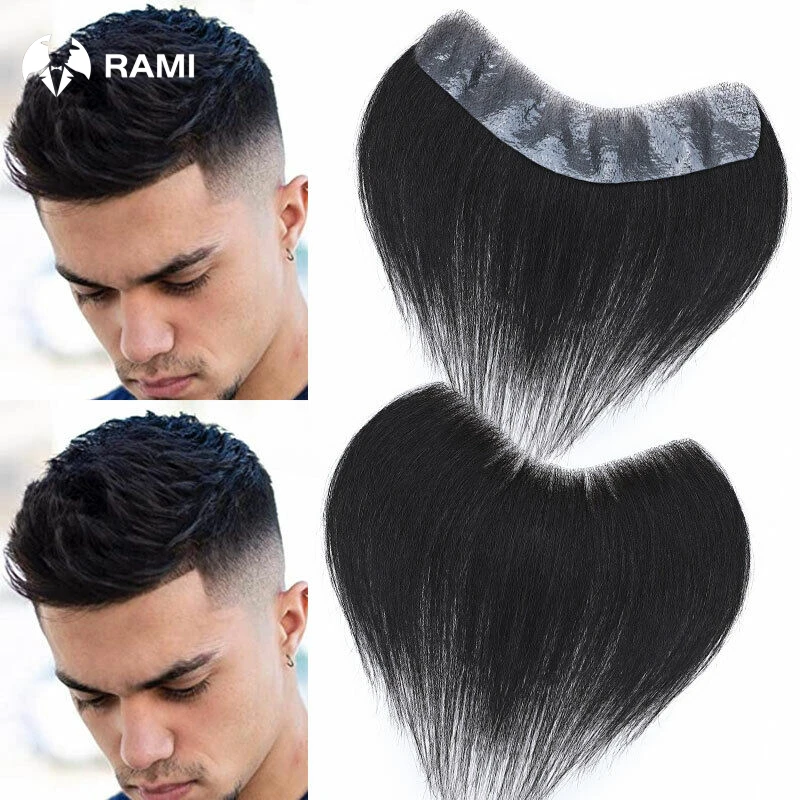 Toupet frontal en PU avec base en peau fine pour homme, perruques Remy, postiche naturelle, délié, 100% cheveux humains