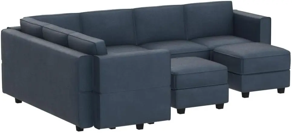 

Modular Velvet Sectional Sofa with Storage Seat Oversized U Shaped Couch with Reversible Chaise Sofa Set with Ottoman Blue