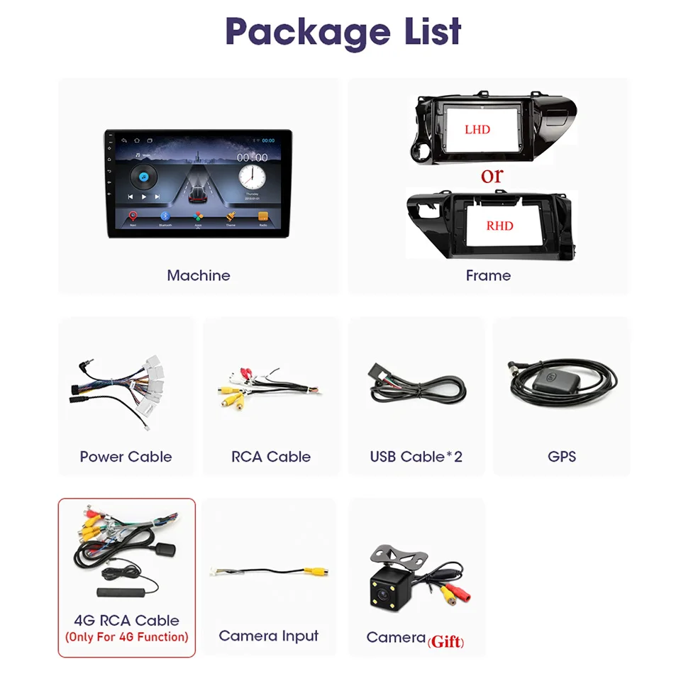 Android 14.0 Car Radio For Toyota Hilux 2015 2016 2017 2018 2019 2020 2021 Auto GPS Navigation Multimedia Player DVD Head Unit