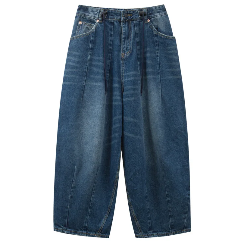 Vaqueros de mezclilla lavados de moda para hombres y mujeres en primavera de 2025, nuevos pantalones de pierna ancha de pierna recta versátiles sueltos e informales INS-K2877