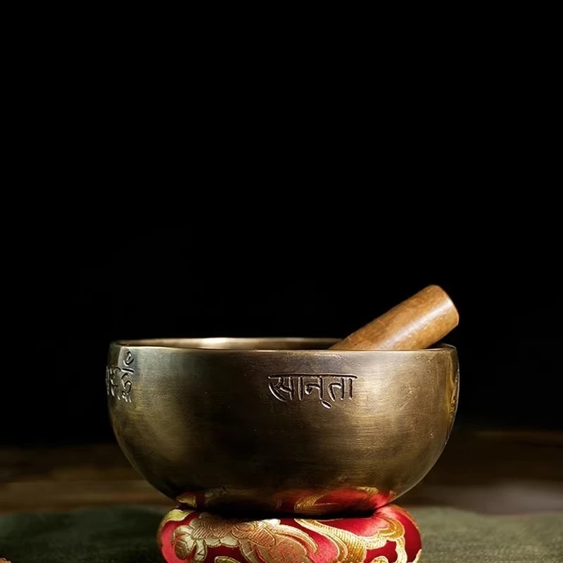 Handmade Full Moon Singing Bowl, Full Moon Singing Bowl, Buddha Sound Bowl Xizang Buddha Sound Bowl Bronze Ching Copper Bowl
