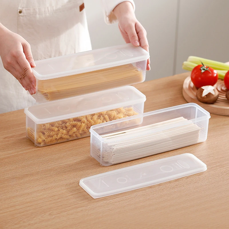 Noodle Storage Box Plastic Spaghetti Preservation Box Food Holder Fresh-keeping Sealed Green Oonion Container Box Kitchen Fridge