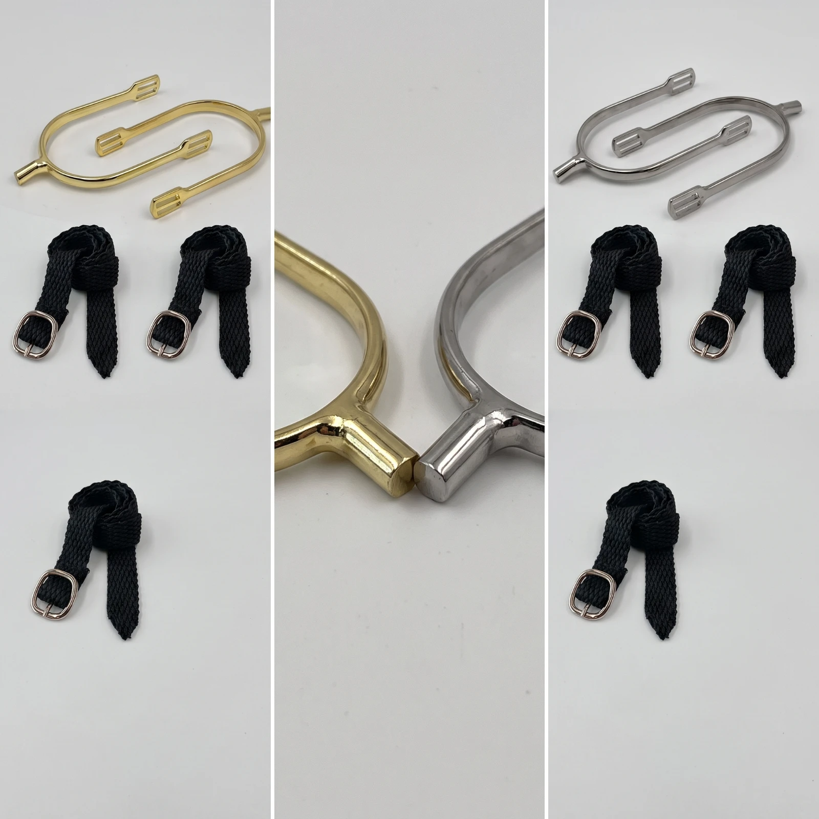 Horse Riding Spurs with Straps Flat-End Horse Spurs with Nylon Straps Long-Lasting Sleek for Equestrians, Equestrian Training
