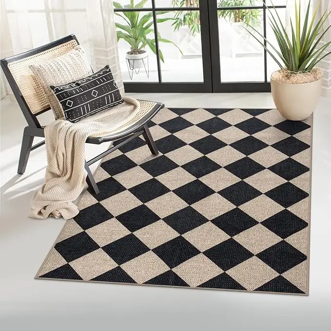 VIKAMA plaid print rug Living Room bedroom Bed blanket Classic checkerboard rug Cloakroom floor mat RUG