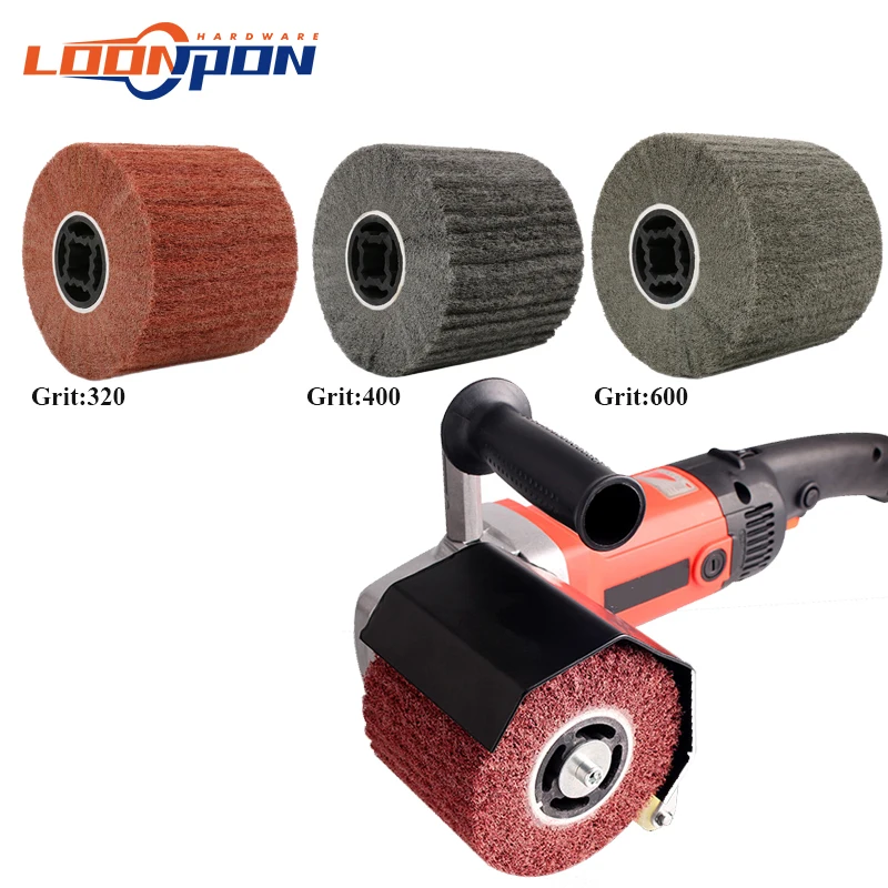 Loonpon 120 x 100 x 19 mm Poliertrommel Polierscheibe Metall Nylondraht Polierbürste Roller Polierwerkzeuge für Edelstahl – Detail 5
