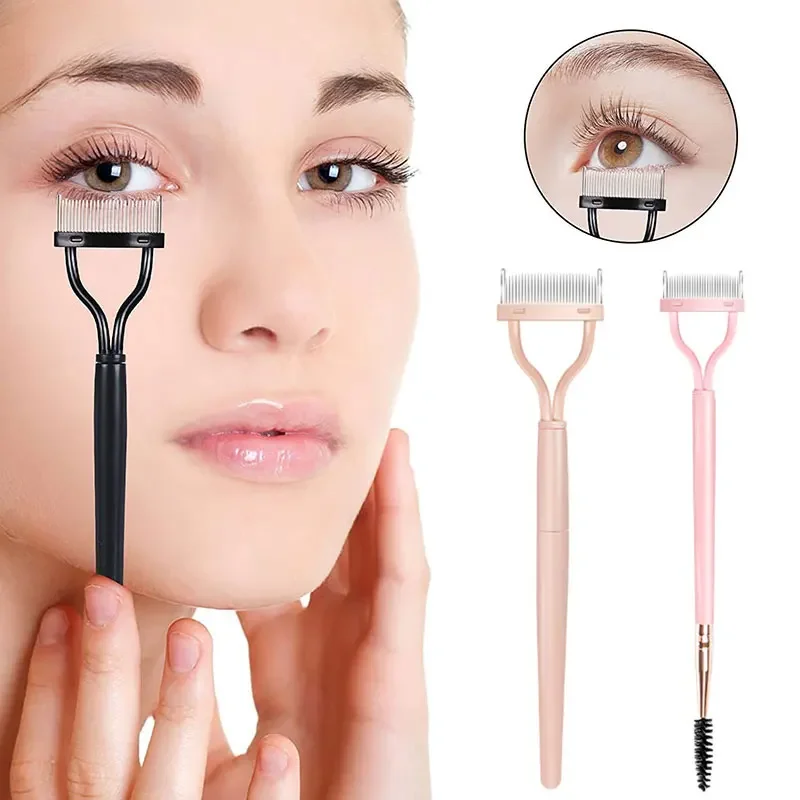 Opvouwbare Wimperborstel Kam Mascara Krul Wimpers Separator Metalen Roestvrij Tanden Rechte Lash Curler Beauty Make-Up Tool