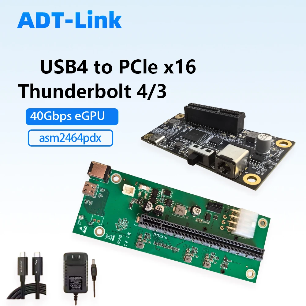 USB4 To PCIe X16 Adapter Expansion Card Thunderbolt 4 to PCIe x4 ASM2464PDX 40Gbps x1 x8 x16for EGPU FPGA Capture Card RTX20