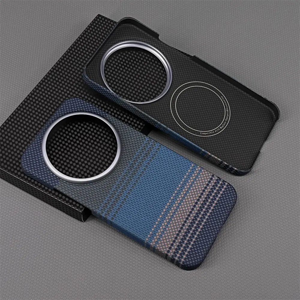 Coque de téléphone en Fiber de carbone Kevlar pour Xiaomi 17 Ultra, étui magnétique de luxe en Fiber d'aramide pour Magsafe Mi 17U