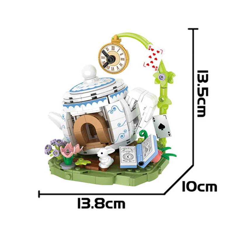 Teapot Cottage Bricks MOC D012-2 Outdoor Creative Scene Model Building Blocks House Gift Ideas Toy Collection Kids Girls Boys