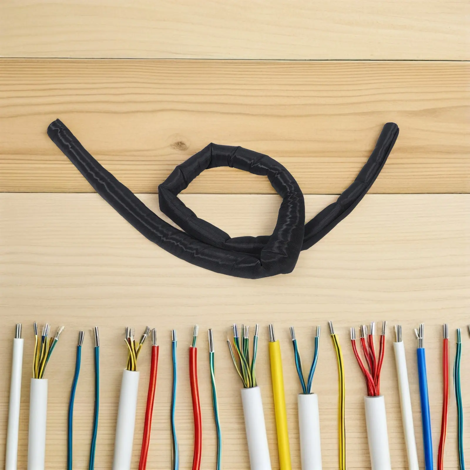 Expandable Braided Cable Sleeve 2M Self Wrap Pet Resistant Cord Concealer Organizer for Desk Wall Workshop