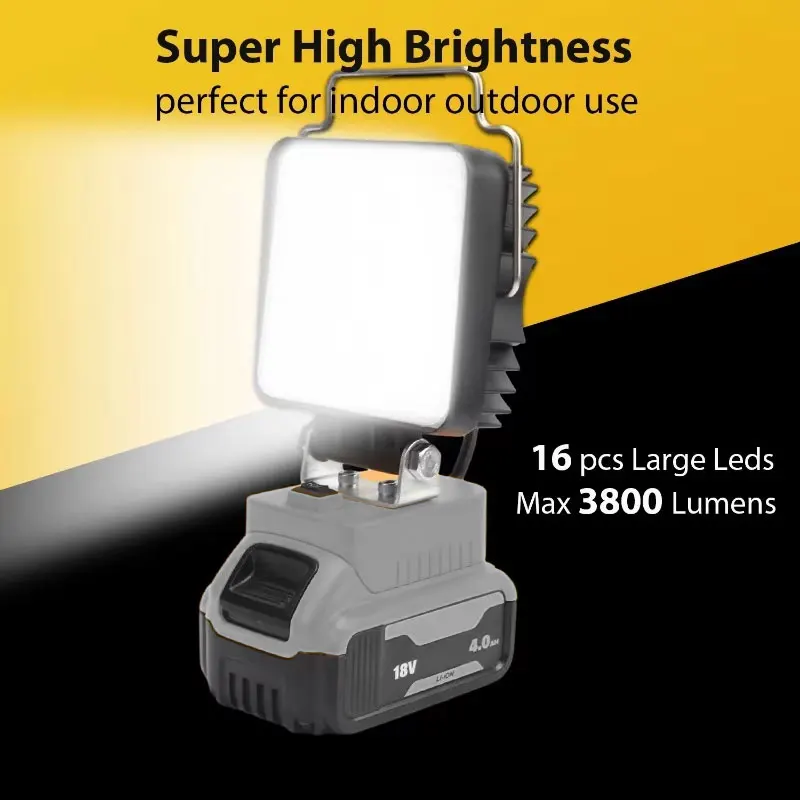 NEW camping  LED work light is used for DEWALT 18V 20V battery with USB Type-C LED for indoor and outdoor emergency lighting