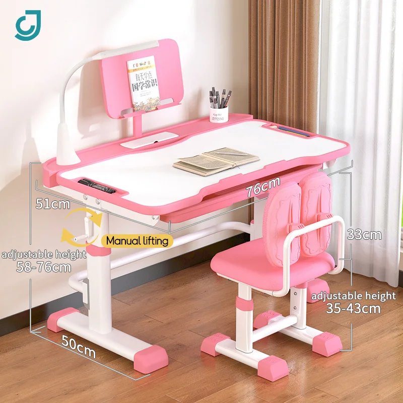 Wooden Study Table and Chair Set for Kids Height Adjustable Student Desk and Chair for School Home Study Furniture for Bedroom
