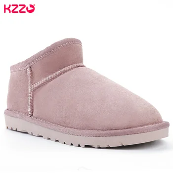 Bottes de neige en cuir véritable pour femmes, laine naturelle, peau de mouton, fourrure véritable, mini rinçage, chaussures décontractées pour dames, haute qualité, hiver, nouveauté, 2023