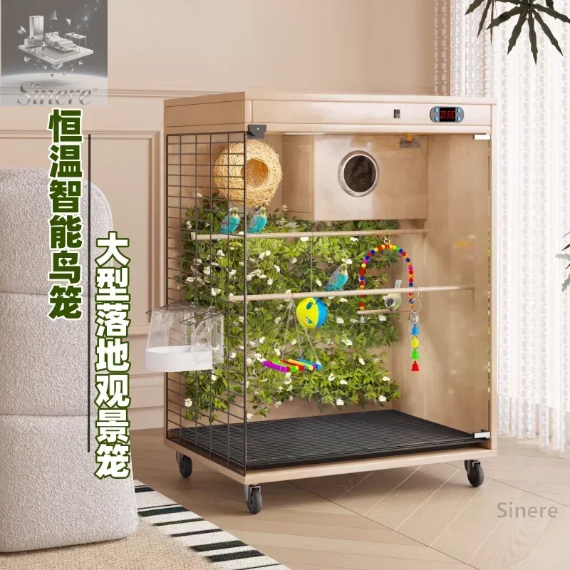 

Constant temperature bird cage parrot Xuanfeng solid wood special solid wood incubator extra large luxury villa transparent